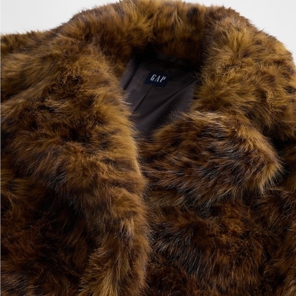 GAP Leopard-Effect Faux Fur Coat in Brown - Picture 2 of 4